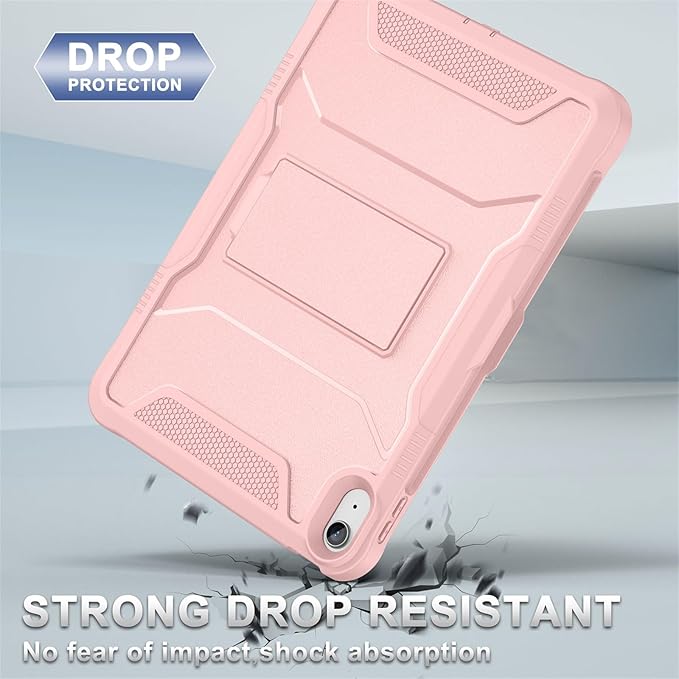 Soke Case for iPad (A16) 11th Generation 11-inch 2025 iPad 10th Generation 10.9-inch 2022 with Built-in Screen Protector and Kickstand Rugged Full Body Protective Cover - Pink Sand