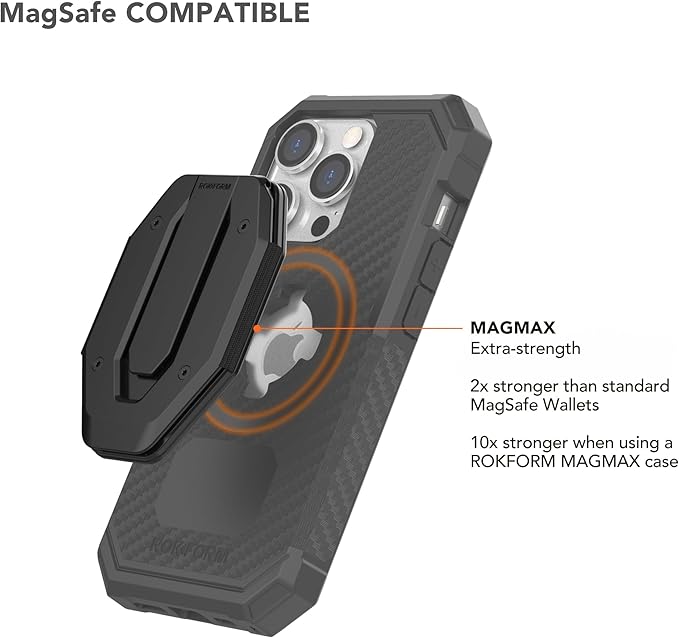 Rokform - Fuzion Magnetic Aluminum Wallet with Stand Designed for Mag Safe Compatible Phone Cases (Black)