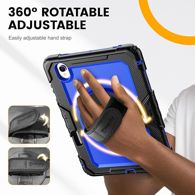 Timecity Case for Samsung Galaxy Tab S11 11-Inch 2025 Model (SM-X730/X736B/X738) Heavy Duty Protective Cover with Screen Protector Rotating Stand Shoulder Strap &amp S Pen Holder Dark Blue