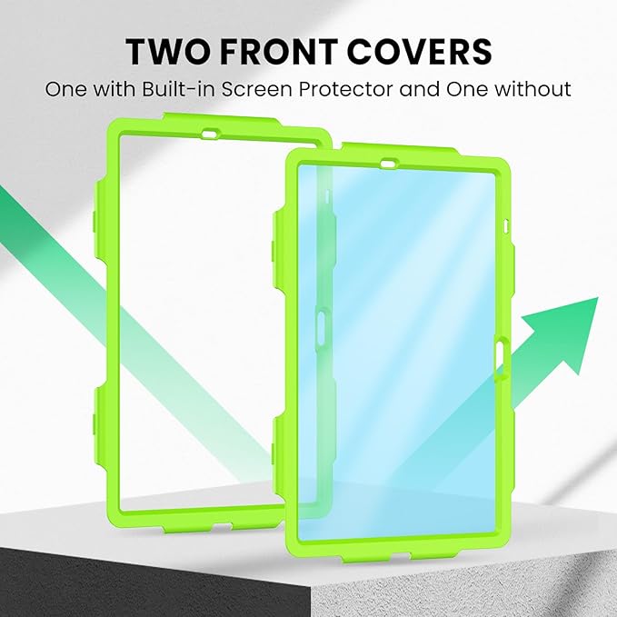 SEYMAC Case for Samsung Galaxy Tab S10+ Plus 2024/S9 FE+/S9+ 12.4 2023 Heavy Duty Shockproof Protective Case With Screen Protector Stand Hand/Shoulder Strap and Pen Holder Green