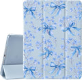 JOYLAND Blue Bow for iPad 10th Generation Case 10.9 inch/iPad (A16) 11th Generation 11 Inch 2025 with Pencil Holder-Trifold Stand Protective Cover with Soft TPU BackBlue