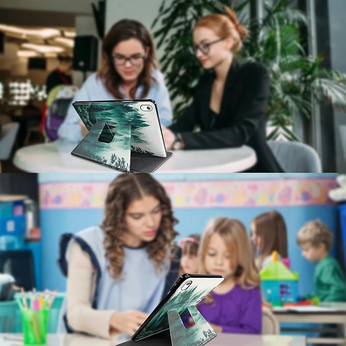 for iPad Air 13 inch Case (M2) 360 Rotating Degree Stand Smart Cover with Auto Wake/Sleep Case for iPad Air 13 inch 2024 Release - Green Forest