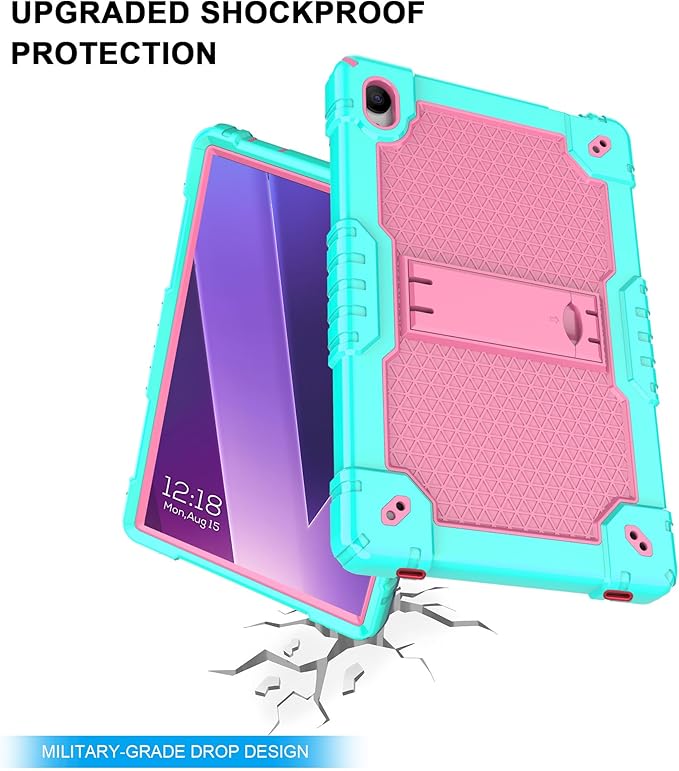 Case for Pritom Tab 10 Lite Tablet/TECLAST P26T/TECLAST P25T/Wetap M10 10.1 inch Tablet Shockproof Firendly Case Built in Kickstand Shoulder Strap with Screen Protector (Green/Pink/2 PCS)