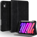 Gexmil Leather Case for iPad mini 7 (A17 Pro) 2024 / iPad mini 6 Generation 2021 8.3 InchPremium Cowhide Cover with Pencil HolderAdjustable Stand Auto Wake/SleepSanded Black
