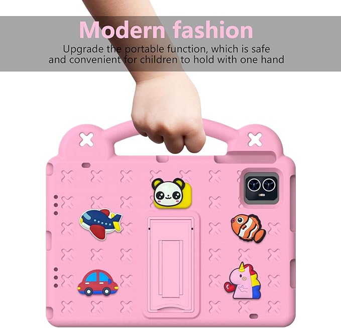 for Revvl Tab 2 Case (2025) EVA Shockproof Tablet Cover with Stand Handle Shoulder Strapfor Tmobile Revvl Tab 2 Tablet Case 10.1'' Pink
