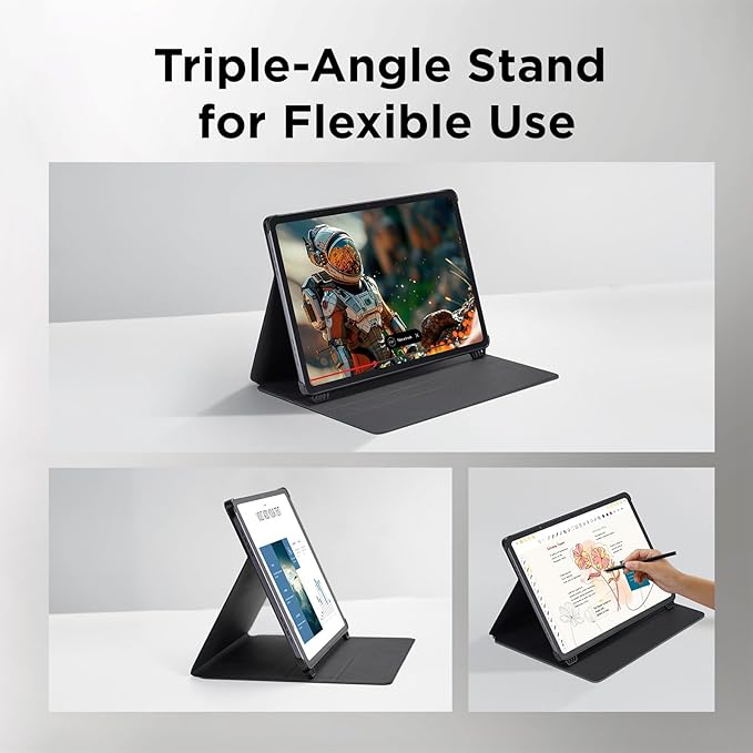 TCL Tablet Case for NXTPAPER 14 Slim PU Leather Flip Cover with 3 Adjustable Angles Magnetic Stylus Attachment Design Auto Sleep/Wake Black