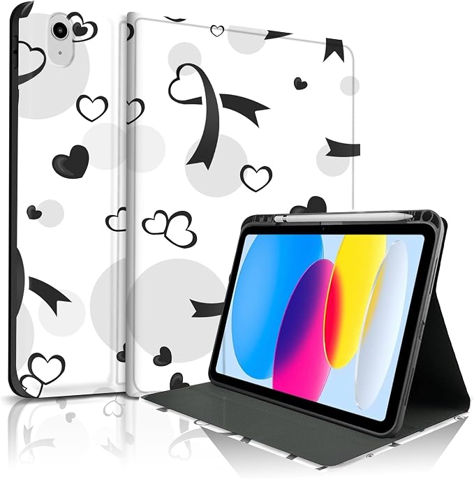 White&Black Heart Ribbon