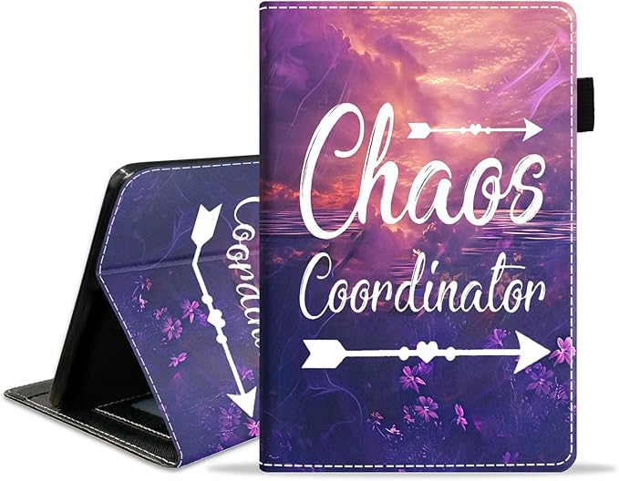 Case for Amazon Fire HD 10/HD 10 Plus Tablet 10.1 (13th/11th Generation 2023/2021 Release) Slim PU Leather Cover with Card Slot &amp Auto Wake/Sleep Quote Chaos Coordinator