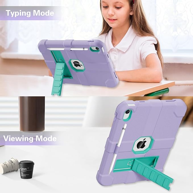 Case for iPad (A16) 11th Generation 11 Inch 2025 / iPad 10th Generation 10.9 Inch 2022 Rugged Heavy Duty Protective Cover [Built-in Pencil Holder ] for iPad 11/10 Gen (Lightpurple)