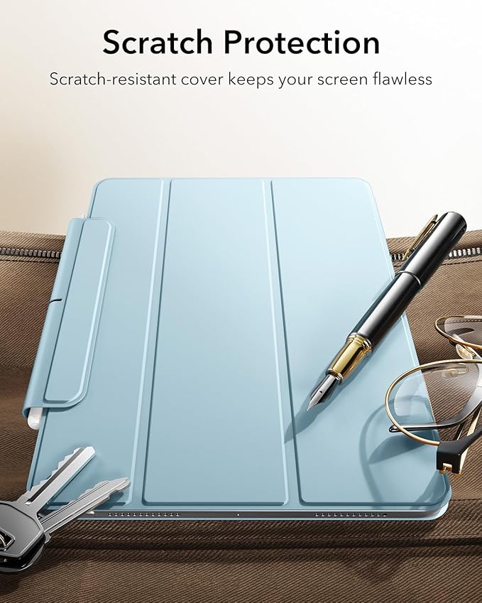 ESR for iPad Air 13 Inch Case M4/M3/M2 (2026/2025/2024) iPad Pro 12.9 Case Powerful Magnetic Attachment Slim Trifold Stand Case Supports Pencil Pro &amp Pencil (USB-C) Rebound Series Light Blue