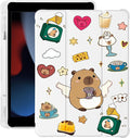 Cute Kawaii Capybara for iPad Air 3 Case with Pencil Holder Auto Sleep/Wake White Leather Soft TPU Back Cover for iPad Pro 10.5 Inch 2017