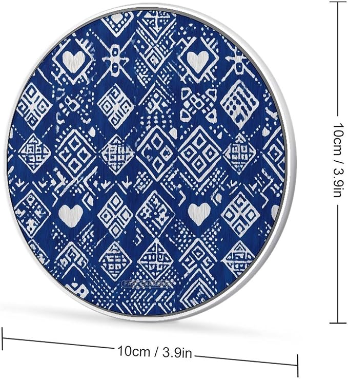 Traditional Geometric Ethnic Phone Charger Magnetic Charging Pad Anti-Slip with USB Cable