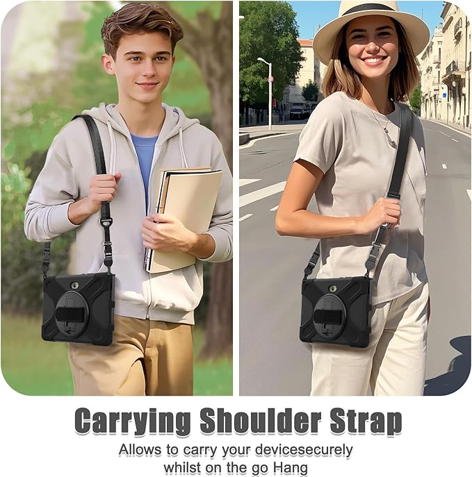 DreamerX for Samsung Galaxy Tab Active 5 Pro 2025/Active 4Pro 2022/Active Pro 2019 10.1 Case Heavy Duty Shockproof Silicone Drop Protection Cover with Handle 360° Stand Hand/Shoulder Strap Black