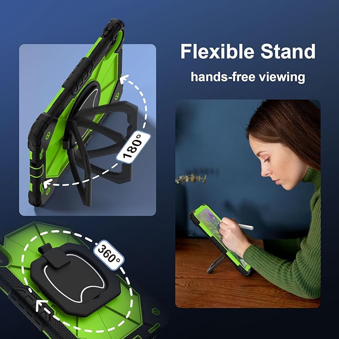 Shoulder Strap Tablet Case for Huawei MatePad 11.5 2024/2023Heavy Duty Shockproof Protective Cover with Kickstand Handle Shoulder Strap for Kids Women Man Black Yellow Green