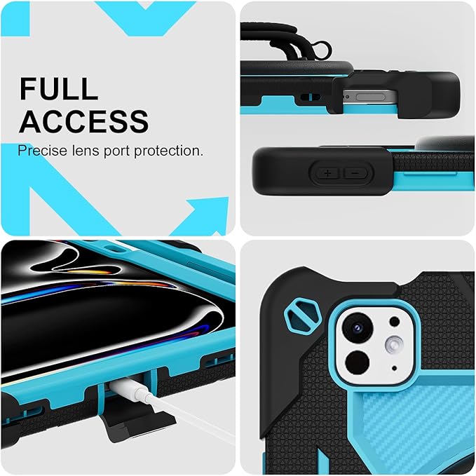 iPad Air 11 inch Case M2 2024 6th Gen for iPad Air 5th/4th Full-Body Shockproof Protective Cover with Screen Protector Also for iPad Pro 11 inch Case 1st-4th Generation Pencil Charge