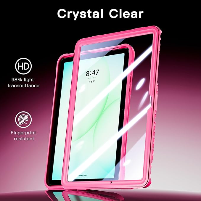 Lunivop Compatible with Samsung Galaxy Tab A11 Plus Case 11 Inch with 360° Rotating Aluminium Stan Stand Built-in 9H+ Hardness Screen Protector Military - Grade Tablet Cover for A11+ Plus Rose red