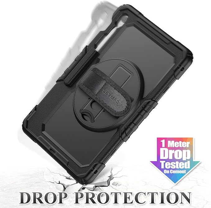SEYMAC stock Case for Samsung Galaxy Tab S10 FE+ Plus 5G Tablet Case 13.1'' Protective with Screen Protector Pen Holder 360 Rotate Stand Hand Strap Shoulder Strap Black1