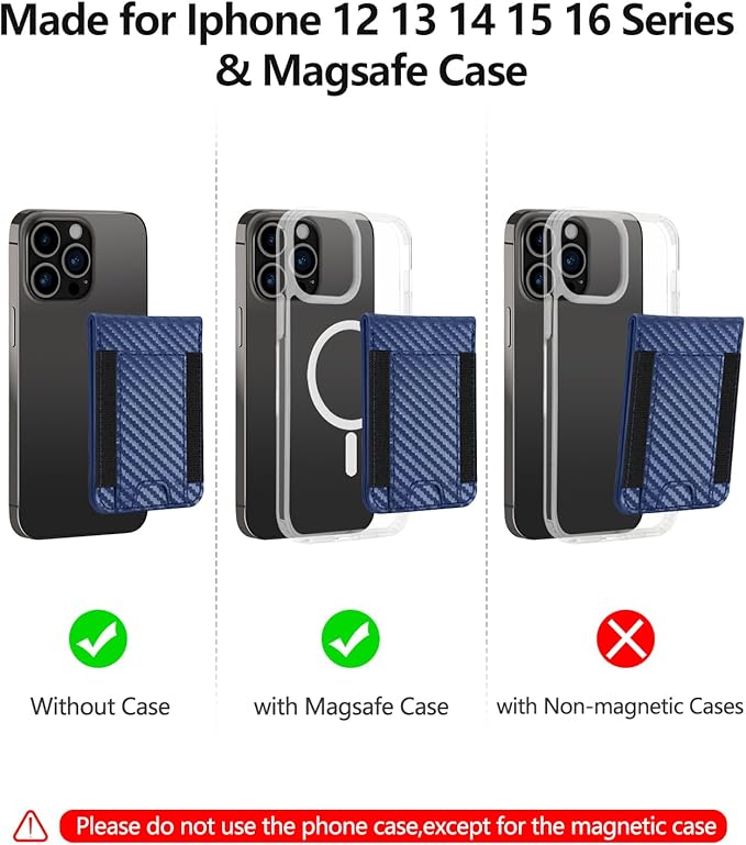 ExtreLife For Magsafe Wallet Adjustable Stand and Open ID Window Magnetic Wallet for iPhone 17/16/15/14 Pro Max/14 Pro/14/14 Plus/13/12 Series 9 Cards Blue Carbon Fiber