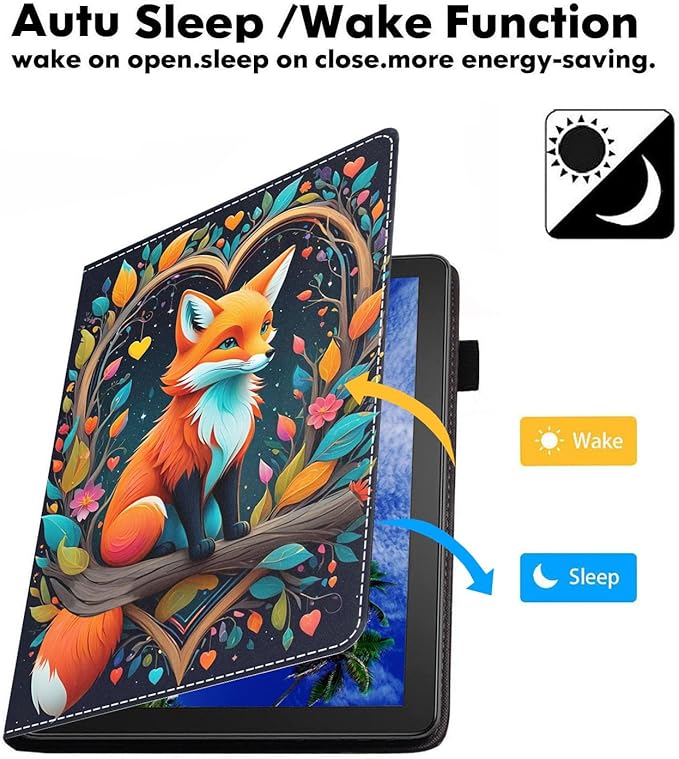 Case for Amazon Fire HD 10/HD 10 Plus Tablet 10.1 (13th/11th Generation 2023/2021 Release) Slim PU Leather Cover with Card Slot &amp Auto Wake/Sleep - Fox