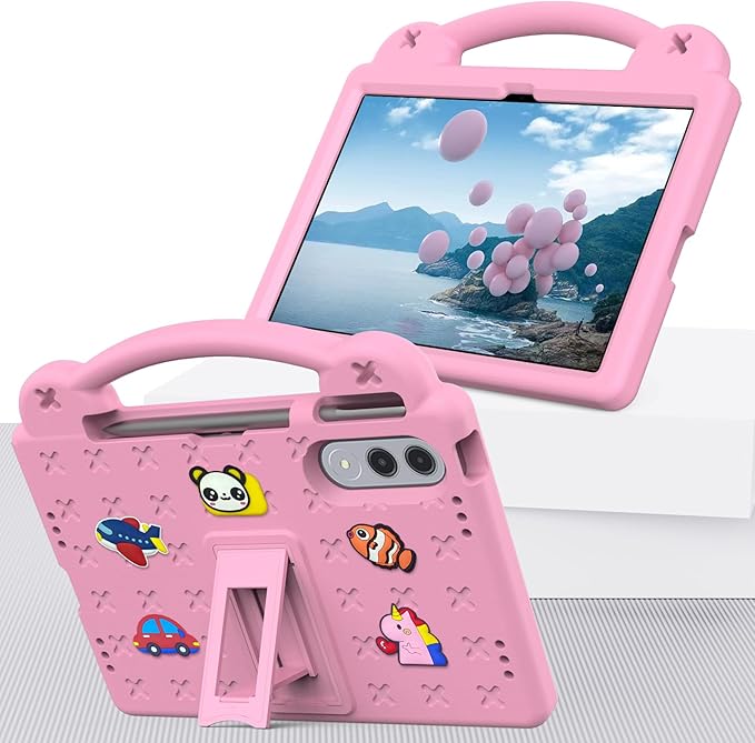 Compatible with Lenovo xiaoxin pad pro GT 11.1 inch TB-710FU (2025) Tablet Case Kids Friendly Universal Lightweight Shockproof Protective Case with Shoulder Strap &amp Stand Handle Pink