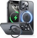 MAGIC JOHN 360° Rotatable Magnetic Invisible Stand for iPhone 14 Pro Max Case [Anti-Slip Grip] [Compatible with MagSafe] 16FT Shockproof for iPhone 14 Pro Max Case with Kickstand Black
