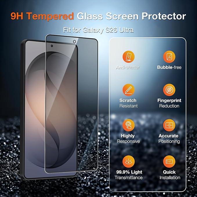 2 Pack 28° Privacy Screen Protector for Samsung Galaxy S26 Ultra [6.9 Inch] Anti Spy Private 9H+ Tempered Glass Shatterproof Anti-Scratch Protective Film with Auto-Alignment Installation Frame