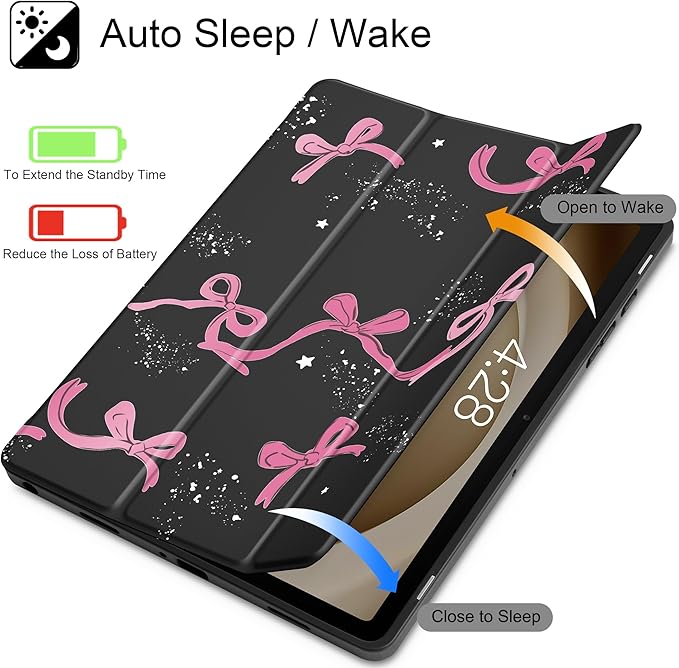 Tuiklol for Samsung Galaxy Tab A9+ Tablet 11” / A9+ Plus 2024 2023Buit-in S-Pen Holder with Clear Protective Cover Transparent Back Shell Auto Wake/Sleep Samsung Tab A9 Plus CoverBow-Black