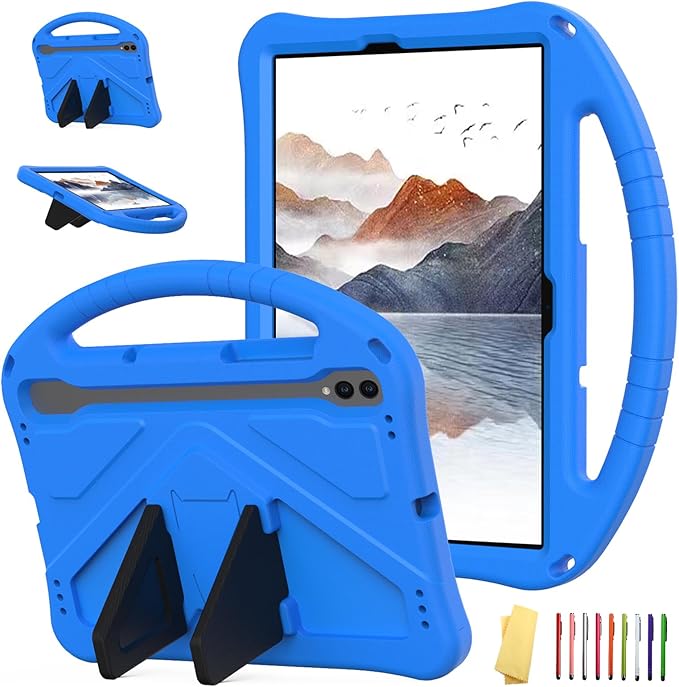 Kids Case for Samsung Galaxy Tab S9 FE 5G 10.9 Inch/Tab S9 11 Inch 2023 &amp Tab S8/Tab S7 11 2022/2020 (SM-X510/X710/X700/T870) with S-Pen Holder/Stand/Handle Soft EVA Shockproof Cover Blue