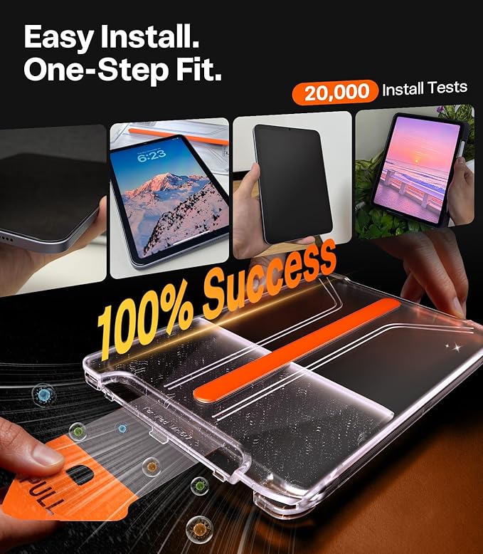 TORRAS for iPad mini 7 (A17 Pro) Screen Protector iPad mini 6 Screen Protector Military Grade Shatterproof TOP 9H+ Tempered Glass One-Pull Installation Anti-Scratch Bubble Free HD Clarity