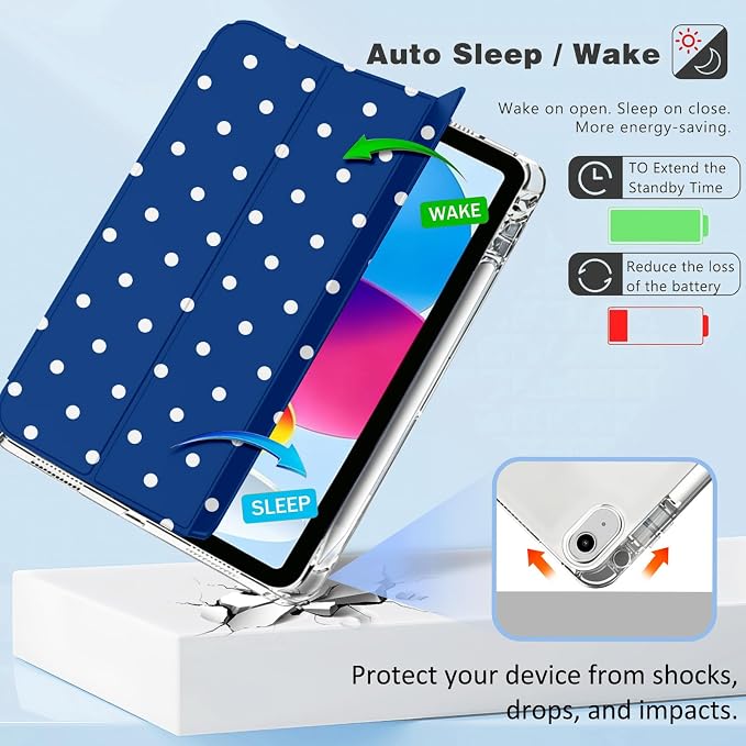 White Polka Dots Dark Blue