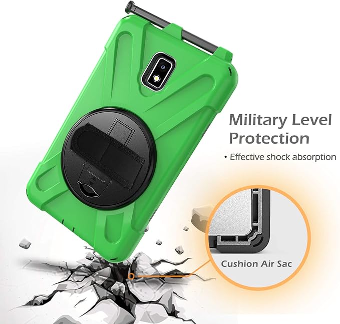 Case for Samsung Galaxy Tab Active 2 8.0 T390 T395 T397 Military Grade [15 ft Drop Tested] Full-Body Shockproof Protective Cover with 360° Rotation Stand Hand Strap &amp Pencil Holder