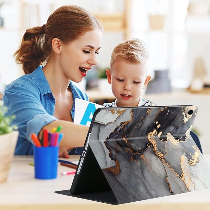 Compatible with iPad Air 13 inch Case (M3 2025 /M2 2024)/12.9 inch Case (6th/5th/4th/3rd 2022/2021/2020/2018) with Pencil HolderAuto Wake/Sleep Protect CoverModern Marble
