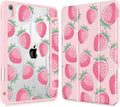 Case for iPad 11 inch A16 2025 Generation 11th / iPad 10.9 inch 2022 10th Gen Buit in Pencil Holder with Shockproof Cover Clear Transparent Back Shell Auto Wake/Sleep Strawberries