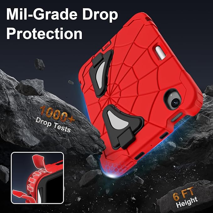 Case for iPad mini 7 (A17 Pro) 2024 iPad mini 6 Case 2021 8.3-Inch Kids Friendly Shockproof Cover with Kickstand Shoulder Strap Pen Holder Support Pencil Pro &amp Pencil USB-C Red Black