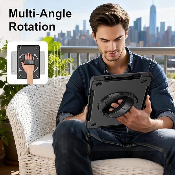 Junfire Protective Case for Galaxy Tab A11 Plus 11-inch 2025 with Screen Protector Shockproof Rugged Case for Samsung Tab A11+ with 360°Rotating Kickstand/Hand Strap/Shoulder Belt