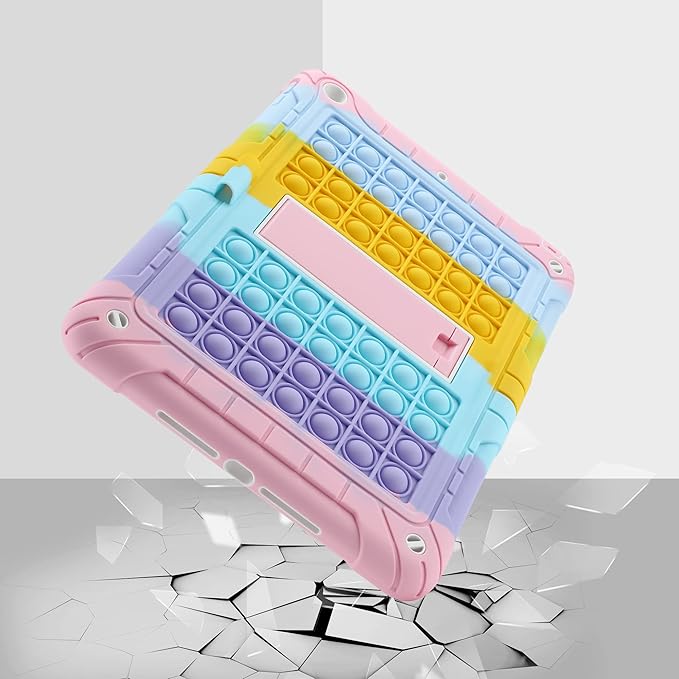 XZC iPad 9th/8th/7th Generation Case (iPad 10.2 Case 2021/2020/2019) Shockproof Drop Protection iPad Cover with Pencil Holder Kickstand Shoulder Strap (Rainbow 1)