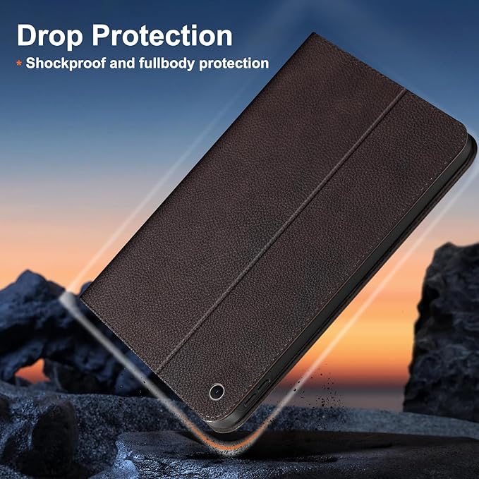 Gexmil Leather Case for iPad 10.2 Inch Case9th/8th/7th Generation(2021/2020/2019)Smart Cover Anti Fingerprint/SlipCowhide Folio Auto Sleep/Wake with Adjustable StandSand Dark Brown