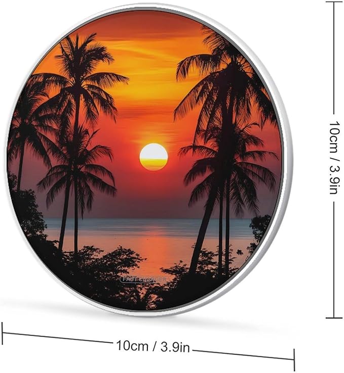 Beach Sunset Palm Tree Landscape Wireless Charger Anti-Slip Wireless Charging Pad Slim Charger Mat for Men Women