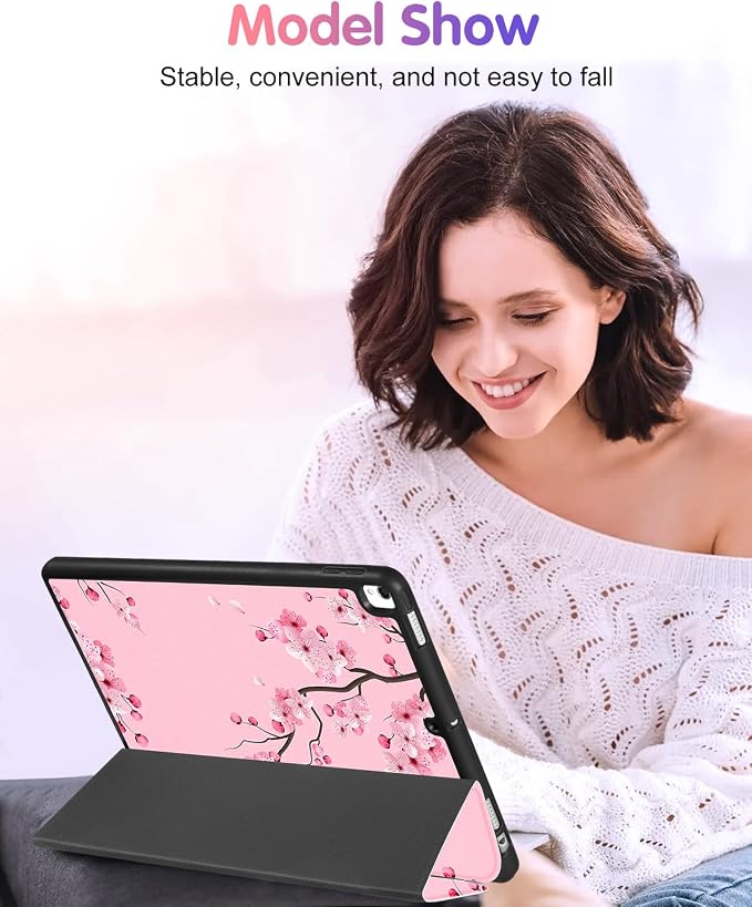 3-for iPad 9/8/7th-Pink Flower