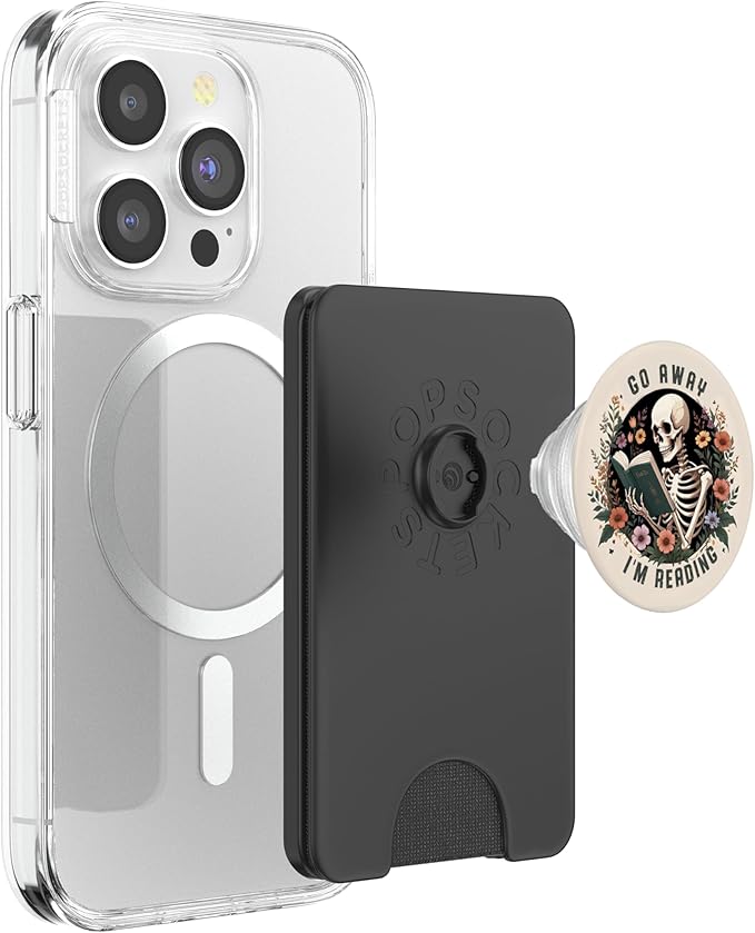 Go Away I'm Reading Funny Skeleton Book Lovers Bookish PopSockets PopWallet for MagSafe
