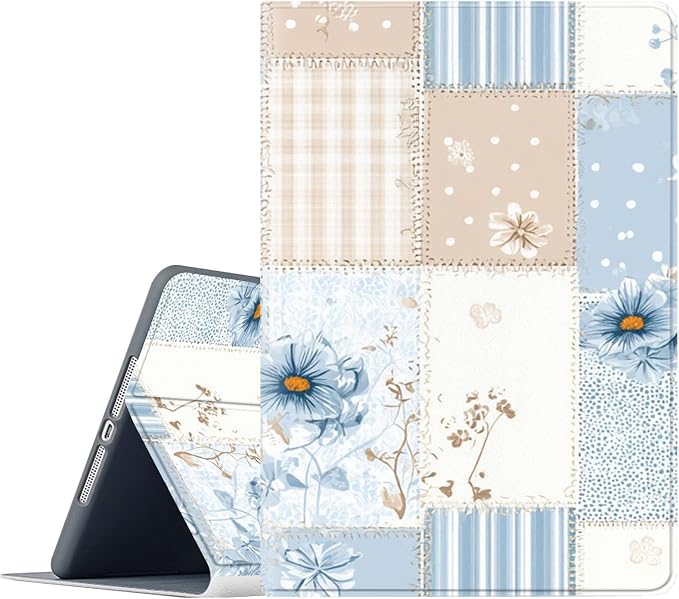 Blue White Patchwork Flower