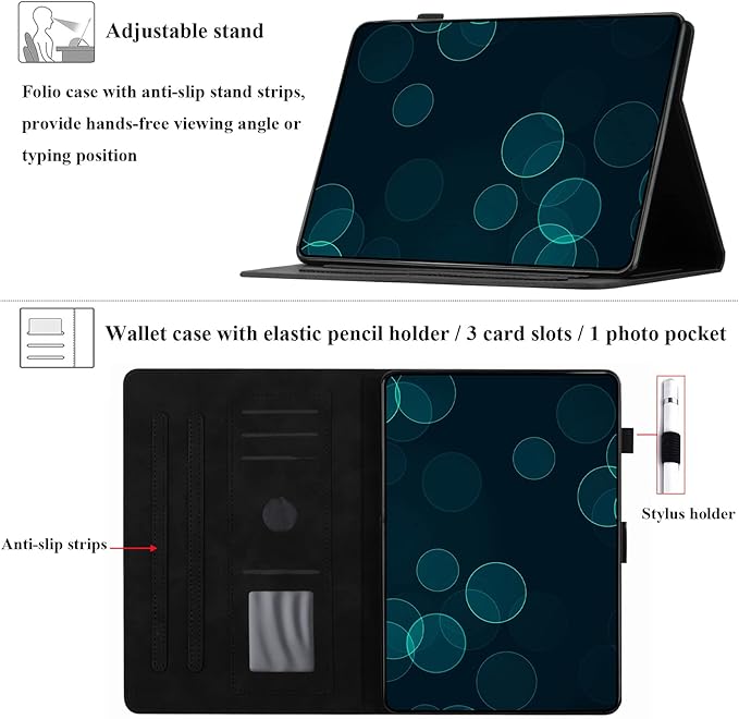 Case for Amazon Kindle Fire HD 8 &amp Fire HD 8 Plus (12th/10th Gen 2024/2022/2020) 8 with Stand/Pencil Holder [Auto Sleep/Wake] UUcovers Embossed Magneic Smart Folio Cover Black Butterfly