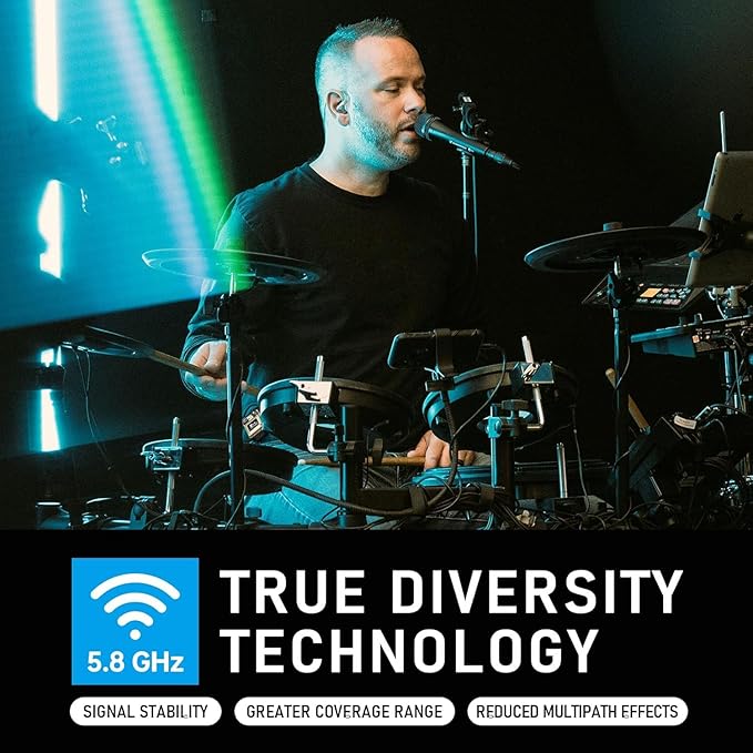 Xvive U45R2 Wireless in Ear Monitor System 5.8ghz IEM System 1 Transmitter and 2 Bodypack Receiver for Studio Band Rehearsal Live Performance Channel Scan Mode