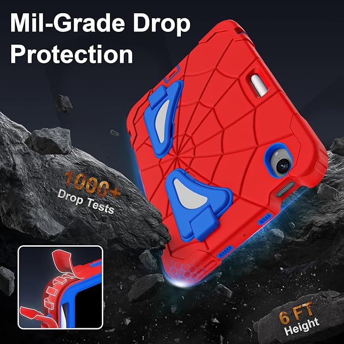 Case for iPad mini 7 (A17 Pro) 2024 iPad mini 6 2021 8.3-Inch Kids Friendly Shockproof Cover with Kickstand Shoulder Strap Pen Holder Support Pencil Pro &amp Pencil USB-C Red Blue