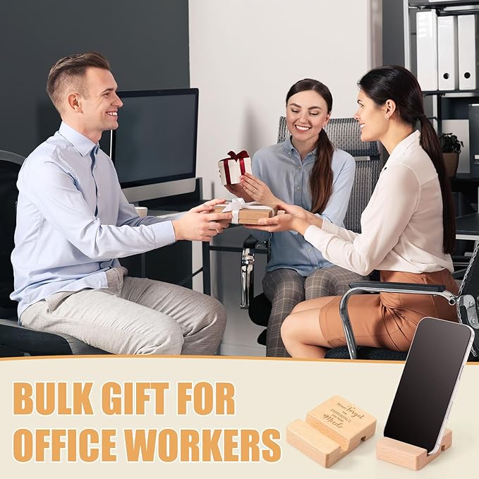 Wenqik 24 Set Employee Appreciation Gifts Bulk Wooden Phone Stand for Desk Wooden Phone Holder Office Workers Thank You Gift for Team Coworkers Staff Nurse Teacher Colleagues Doctor (Difference)
