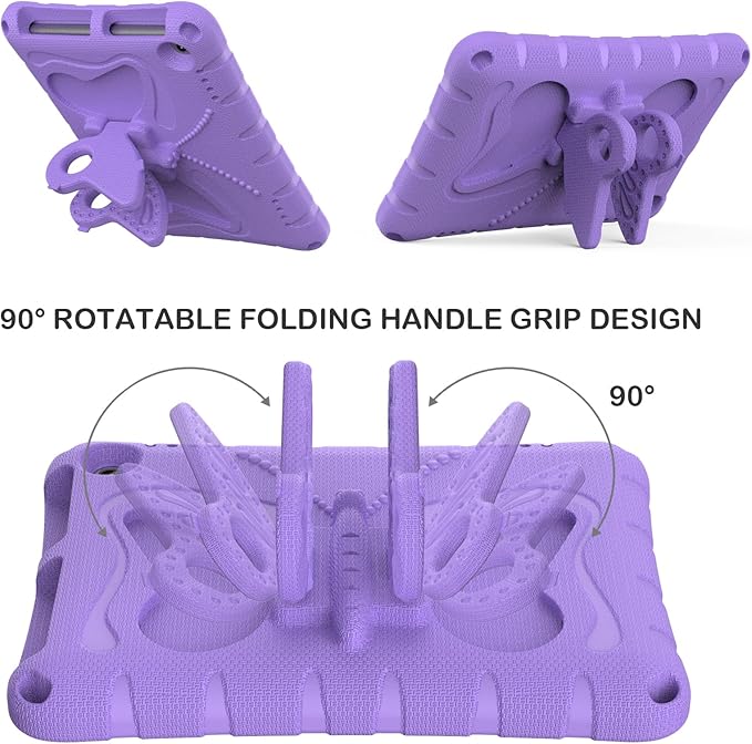 for Kindle Fire HD8 (2020/2022) Kids Girl Tablet Case Butterfly Wings Kickstand EVA Material Light Weight Shockproof Rugged Heavy Duty Kids Case for Kindle Fire HD8 Plus (2020/2022) (Violet)