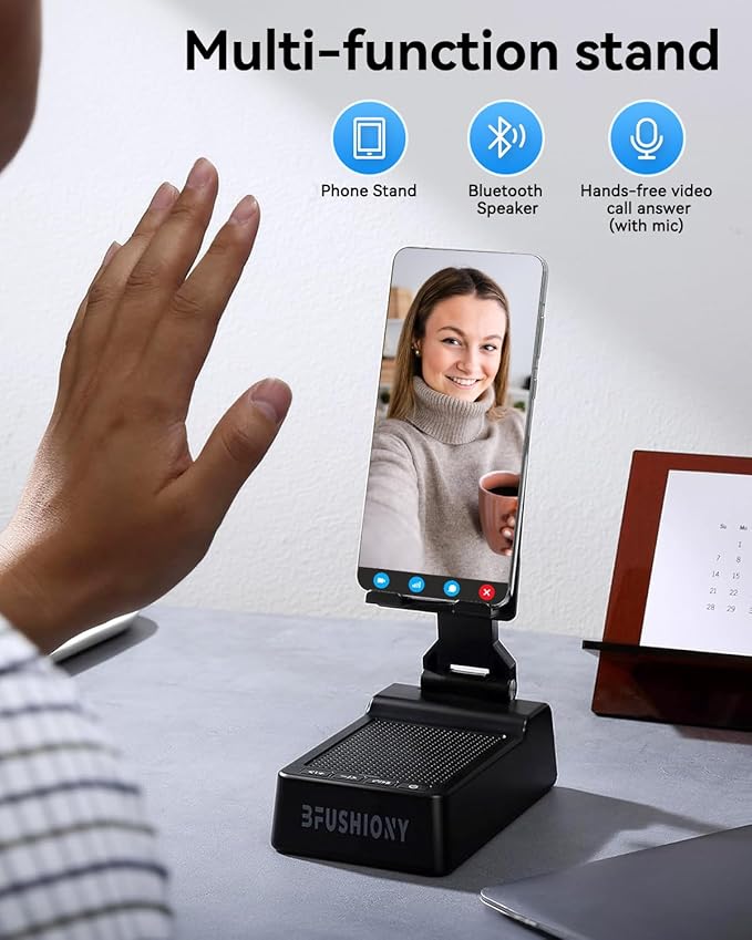 Father's Day Gifts for Dad Birthday Gifts for Men Women 4 in 1 Cell Phone Stand with Bluetooth Speaker Dual Connect Stocking Stuffers White Elephant Gifts for Adults (2 Pack)