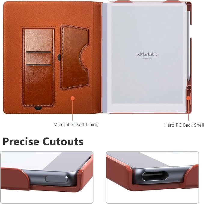 E NET-CASE Case for Remarkable 2 Tablet 10.3 inch (2020 Released) - New Business Design Upgraded Leather Cover for Remarkable 2 Digital Paper with Stand &amp Pen Holder (Brown)