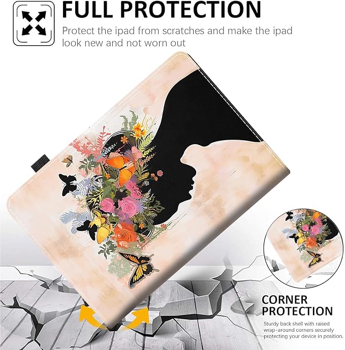 Case Fits Amazon Kindle Fire HD 8 &amp 8 Plus Tablet (12th Generation/10th Generation 2022/2020 Release) 8 Multi-Angle Smart Stand Cover Auto Sleep/WakeButterfly Girl