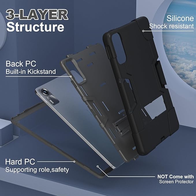 case Cover for Xiaomi Redmi Pad SE 11 inchSlim Heavy Duty Shockproof Rugged Protective Case with Built-in Stand for Redmi Pad SE 11 2023 (Black/Black)